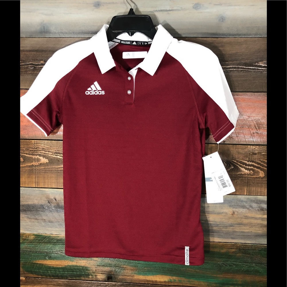 Adidas Collegiate Burgandy Polo; SZ S